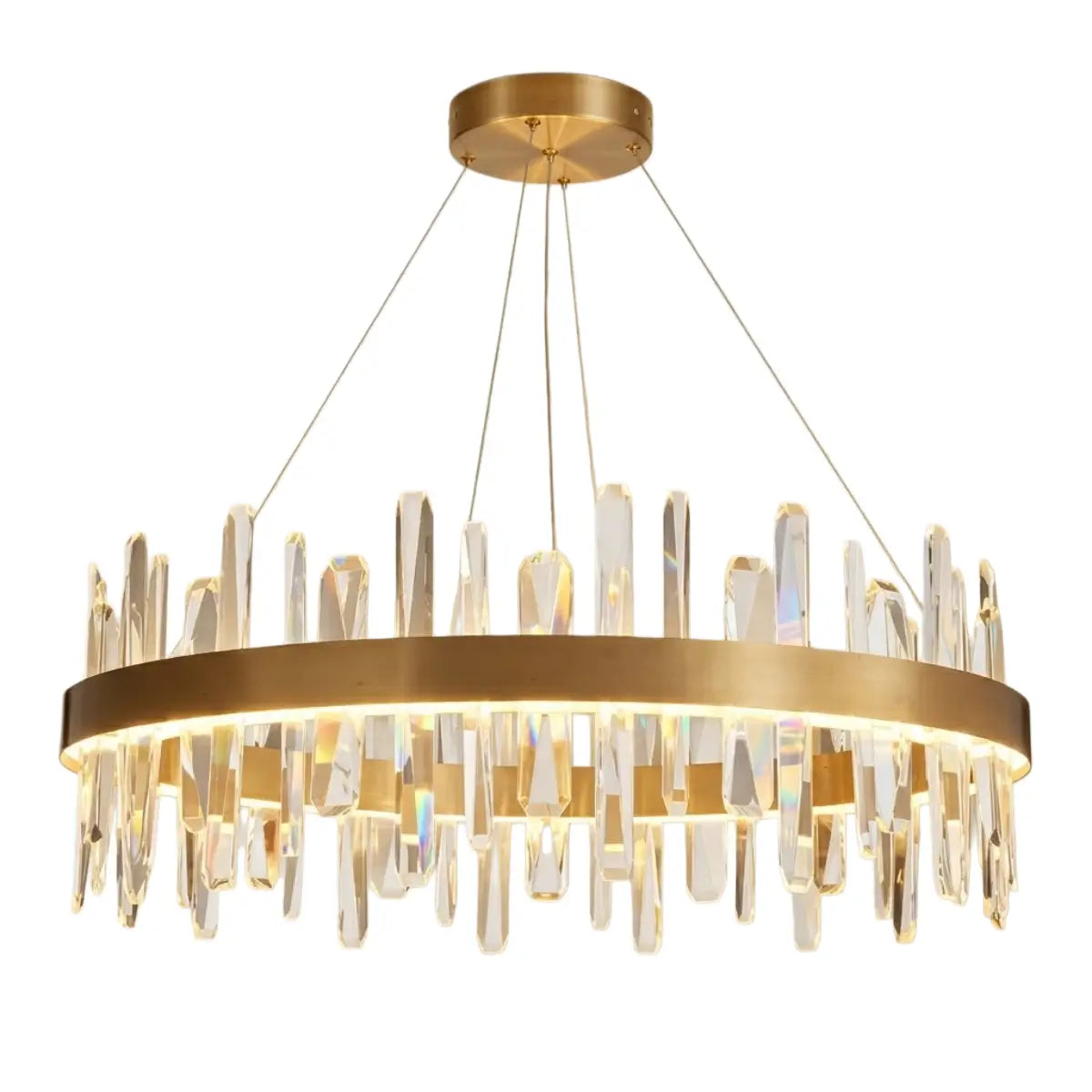 Excelis Luxury Round Crystal Chandelier – Gold Finish for Living Room/Dining Room